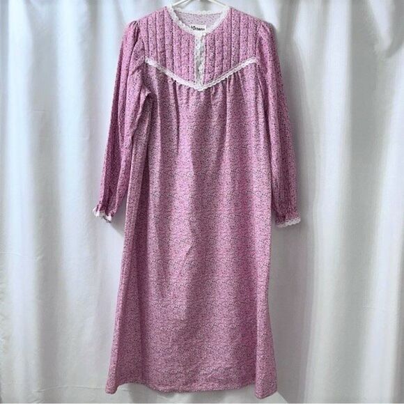 SWEET Vintage Kittens by Katz Pink Floral Cottagecore Nightgown Made in USA NEW - Picture 1 of 11
